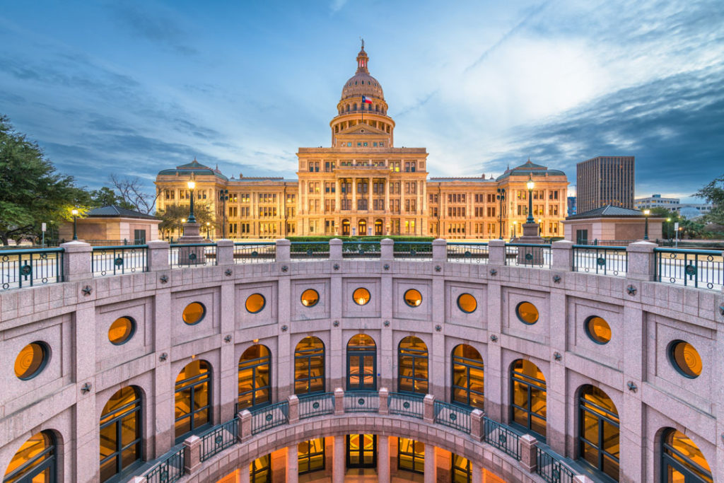 Austin, Texas, USA at the Texas State Capitol.