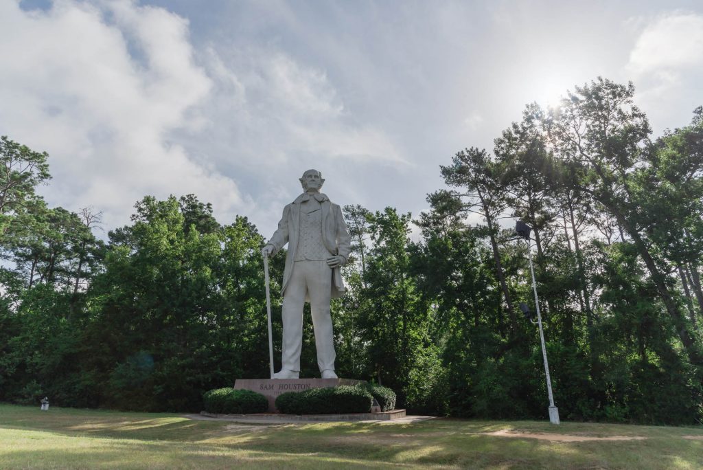 Statue of Sam Houston located near I 45 Houston