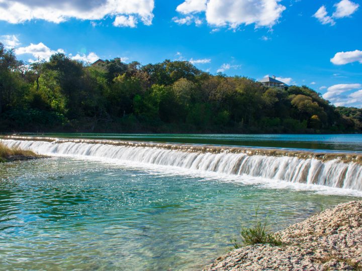 Waterfall at Five Mile Dam Park in San Marcos Texas